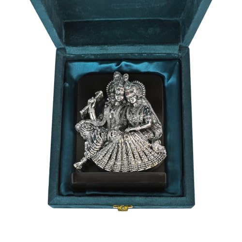 Image of Pure 999 Silver-Plated Radha Krishna Idol | Auspicious Spiritual Gift for Wedding, Anniversary, Housewarming, Puja & Home Temple Decor | Grih Pravesh and Pooja Ghar Gift
