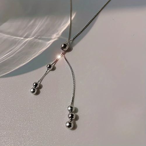 Dainty Sterling Silver Necklace Layered Drop Simple Y-Shaped Chain Stack Necklace Jewelry For Women Gift3