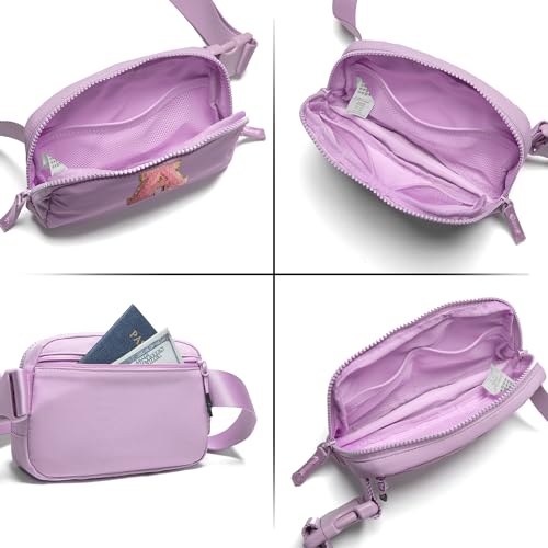 Image of Belt Bag Two-Way Zipper Fanny Pack Crossbody Bags with Initial Letter Patch Cute Stuff for Teenager Girls Birthday Gifts Trendy Preppy Stuff for Teen Girls Cool Stuff for Teens (Lavender-A)