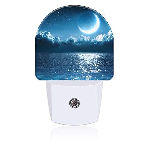 Image of Magic Moon on Sea Night Light Plug into Wall with Dusk to Dawn Sensor Cute Nightlight for Kid Girls Boys Women Men Room Decor, Hallway, Kitchen, Bathroom, Nursery, Stairs