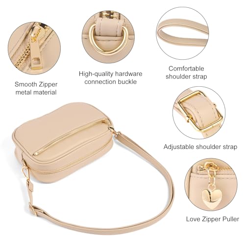 Triple Zip Small Crossbody Bag for women Pu Leather Purses Small Shoulder Handbag 5