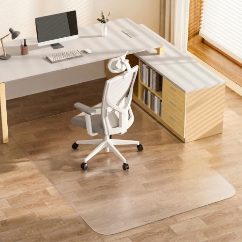 Image of Office Chair Mat for Hardwood Floors 48 inch x 60 inch, Clear Floor Protector for Rolling Desk Chairs, Heavy Duty Plastic Chair Mat for Home Office, Gaming Room, Tile, Laminate & Vinyl Flooring