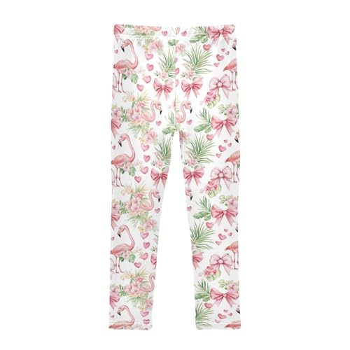 Vdsrup Girls Leggings Flamnigo Bow Flowers Pink Kids Length Leggings Pants Athletic Yoga Pants Toddler Tights Trousers 4T2