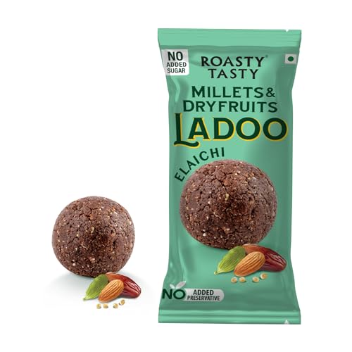 Image of Roasty Tasty Elaichi- Millets & Dryfruits Ladoo | Energy Bar Replacement | No Added Sugar | No Artificial Flavor | Healthy Snacks | Rich in Proteins | Dry Fruits, Seeds & Nuts Mithai | 5 Pcs -40g each