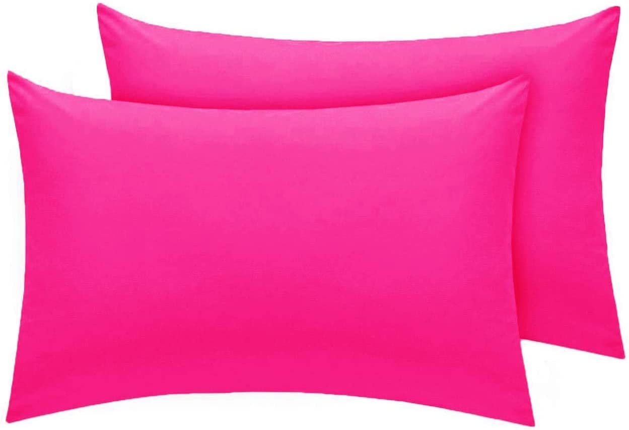 NIGHTZONE Pillowcase Pack of 2 Housewife Luxury Percale Pillowcase 50x75cm 100% Polycotton Plain Dyed Pillow Cases (50 x 75 cm, Fuchsia)