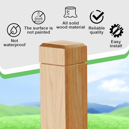Image of CroBlissful 4 Pcs 3 inch x 3 inch x 48 inch Solid Red Oak Stair Newel Post with a Single Groove Notched Newel Wood Balusters for Staircase Interior Railing Newels for Stair Handrails