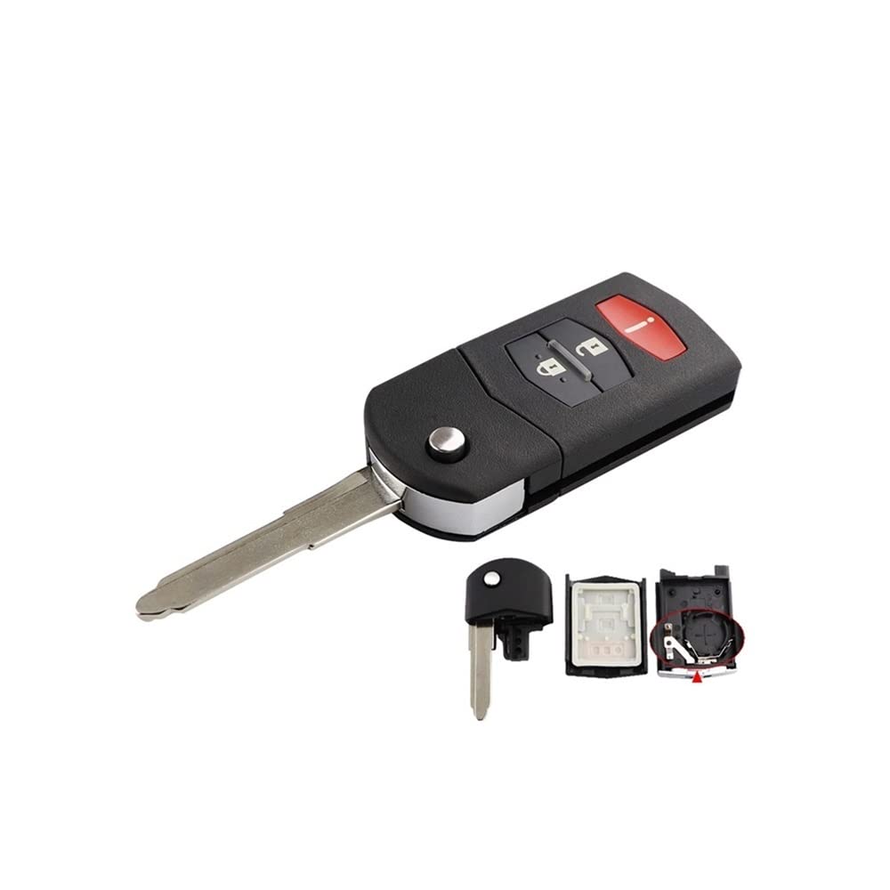 Coque Télécommande Pliable Mazda 2/3/5/6/CX-7/CX-9/MX-5 3 Boutons – Boîtier Clé Avec Lame Non Coupée