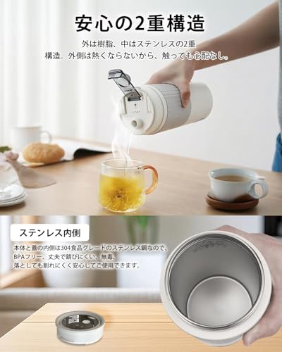 Aliliy Aliliy 電気ケトル ポータブル トラベルケトル 550ml大容量 LW-K22A の商品画像 5