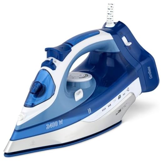 Clatronic DB 3706 Plancha Vapor Sin Cable Inalámbrica con Suela CER, 2400 W, Céramique, Blanco/Azul