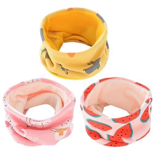 3PCS Baby Cotton Neck Warmer - Soft Cartoon-Themed Kids Scarf for Outdoor Comfort and Festive Winter Warmth