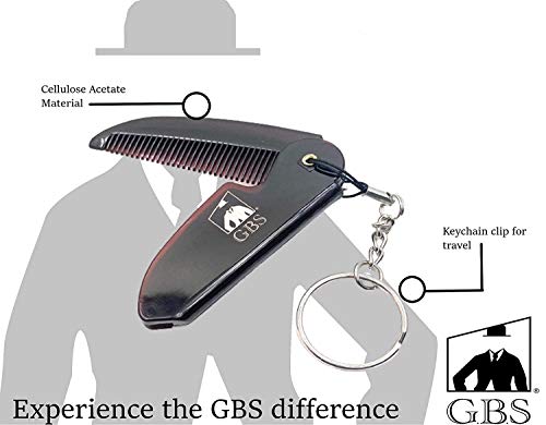 G.b.s Handmade Saw-Cut Men's Beard Mustache Folding Pocket Comb With Key Chain #TOP1