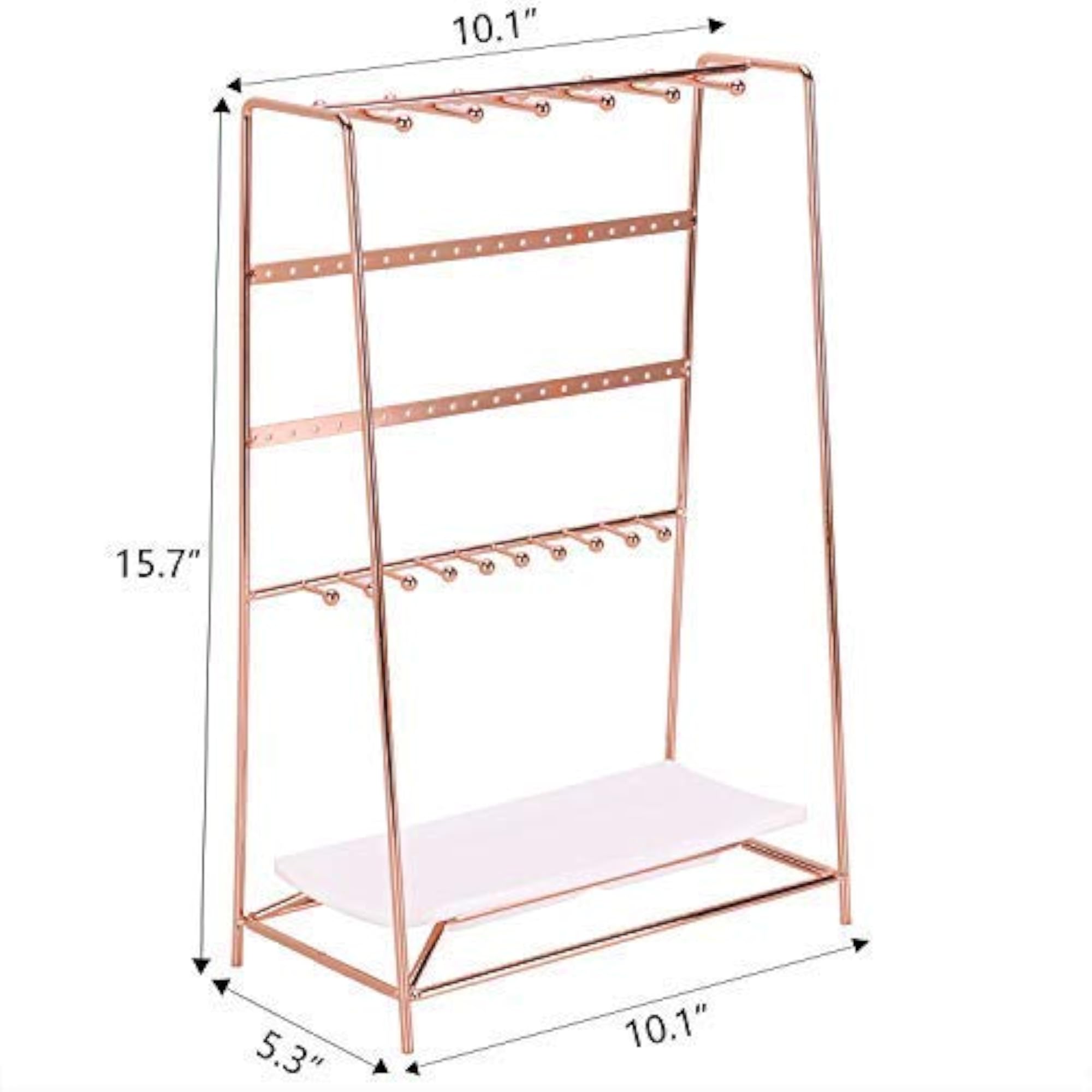 Rose Gold Jewelry Stand, 4 Tier Organizer