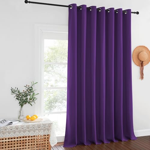 NICETOWN Blackout Curtains for Sliding Glass Door Room Divider Noise Reduce Curtain Panel Portable Window Screen Sliding Partition, W100 x L102 inches, 1 Panel, Royal Purple