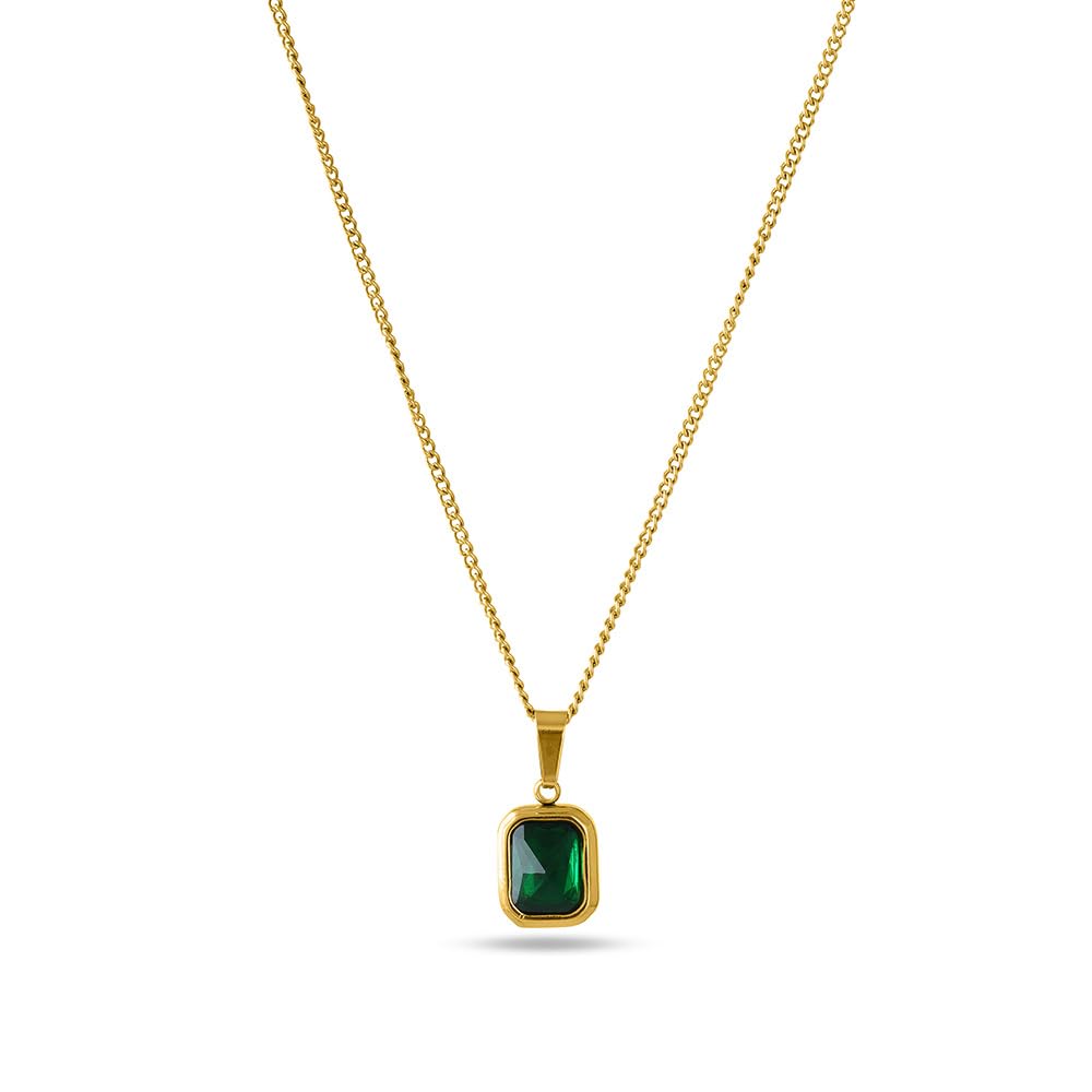 18k Gold Plated Classic Emerald Necklace for Women - Gift for Girls & Women | Waterproof & Anti-Tarnish Necklace