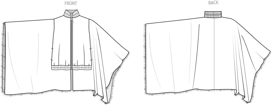 Know Me ME2102A Misses' Bomber Cape Sewing Pattern Packet by The Corny Rainbow, Design Code ME2102, Sizes Sizes XS-S-M-L-XL-XXL