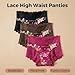 Womens Underwear Pack Tummy Conrtrol High Waisted Unique Underwear for women Postpartum Floral Printed Lace Panties Briefs Fashion Clothes Calzones Para Mujer(P Assorted,S)