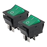 Baomain SOKEN Green Light DPST ON/OFF Snap in Boat Rocker Switch 4 Pin 16A/250V UL TUV list 2 Pack
