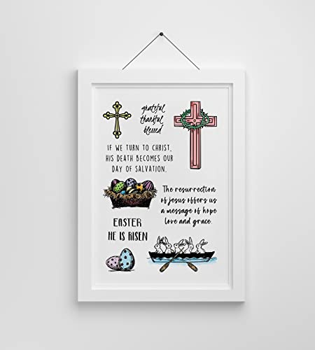 Easter Religion Cross Clear Stamps For Card Making And Journaling, Easter Eggs Silicone Stamps Easter Words Rubber Stamps For Scrapbooking Diy Cards Album Crafts Supplies #TOP4