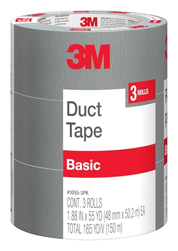 3M Duct Tape, 3 Rolls, 1.88 Inches x 55 Yards, Hand Tear, Bundle, Patch, Protect & Repair, Great...