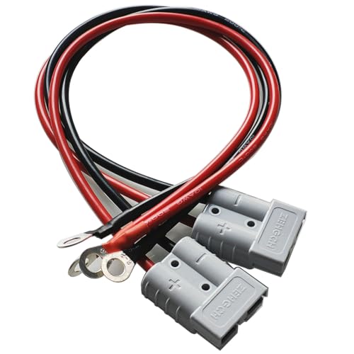 GTIWUNG 2 Piezas Conector de Batería 50A 600V con Junta Tórica,Línea de Enchufe de Carga de Carretilla Elevadora Eléctrica 10AWG 50CM, Coche Batería de Conexión Rápida Conectores de Alimentación