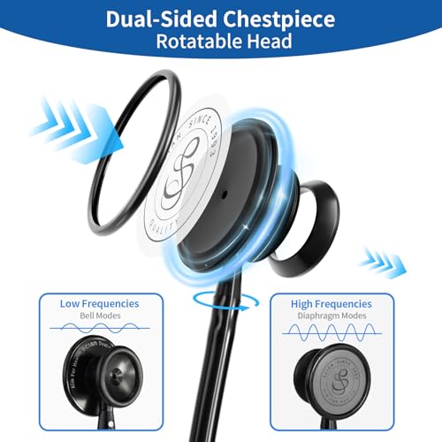 Image of Scian 30G-BK Stethoscope - Lightweight Design, Satin Tube - Essential Black Nurse Gear