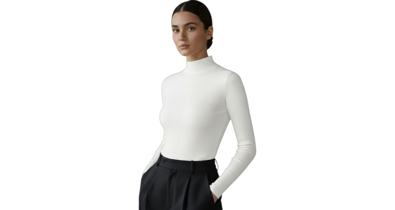 pinovo Women’s Classic Ribbed Turtleneck Sweater – Soft Cotton-Blend, Slim Fit Winter Pullover, Long Sleeves & Classic Design, Ideal for Layering & Winter Outfits-picture-35