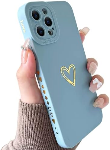 SmoBea Compatible with iphone X/Xs Case, Cute Gold Heart Pattern Phone Case for Women Girls With Side Small Love Pattern Silicone Protective Shockproof Phone Case (Red)