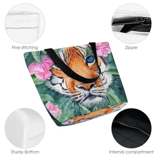Sac de shopping pour voyage fleurs tigrées grand format pratique - 3