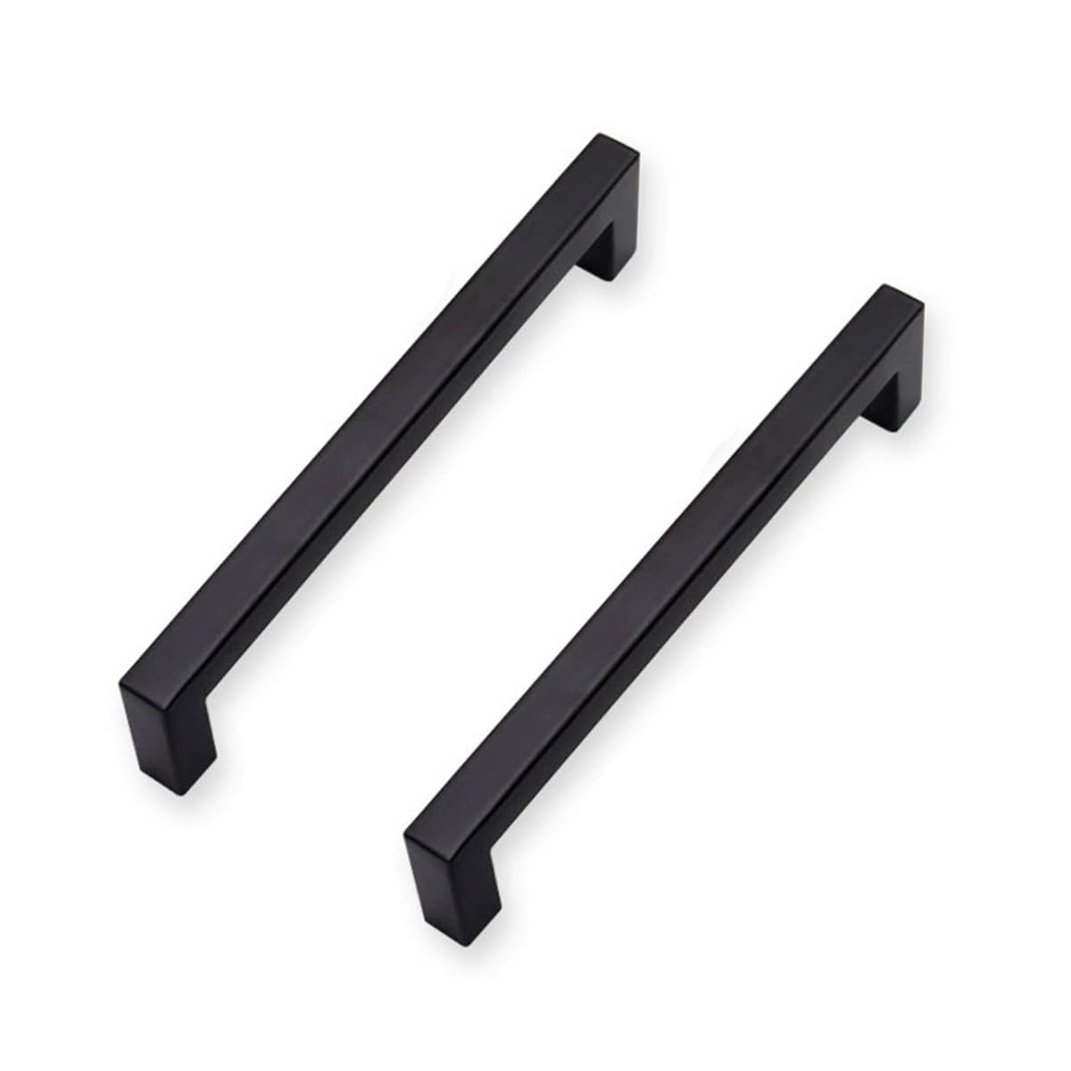 WSZGRJDM 2/5pcs Stainless Steel Cabinet Handles, Black Square Drawer Pulls Cupboard Bar Handles(64/76/96/128/160/192/224/256/288/320mm)