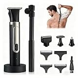 SH-RuiDu Rasoio elettrico per la schiena, da uomo, 4 in 1, IPX6, senza fili, ricaricabile, con manico di estensione regolabile, per corpo, parti private, barba, schiena, naso