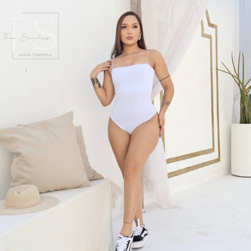 Body Feminino Alcinha Fina Suplex Premium Moda Blogueira Verão (BRANCO, TAM UNICO 36 a 42)