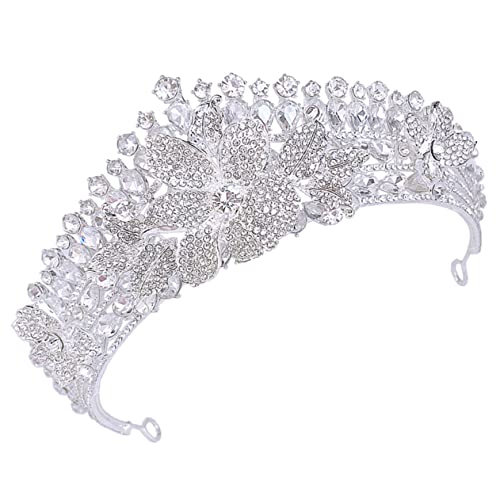 SHOUKAII Corona Accesorio for el Cabello Piezas for el Cabello Nupcial Tocado Nupcial Novia Modelado Aleación de Zinc, Diamante de imitación Plata La Foto