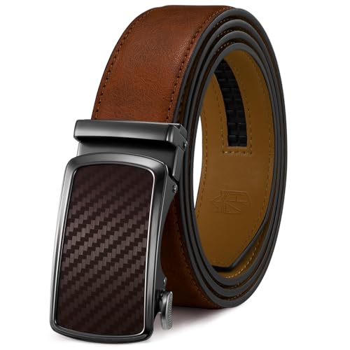Image of Zitahli Belt Men,Leather Ratchet Belt for Men Dress Casual Every Day with Adjustable Buckle,Trim to Fit For Gift