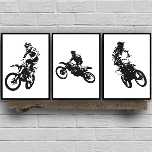 Peinture sur toile moderne de pilote de motocross et images d'art mural 40x60cm