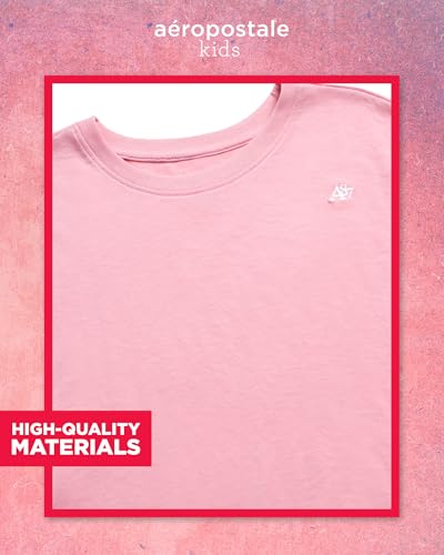 Image of Girls T Shirts - Soft Cotton Blend Short Sleeve Cute Graphic Tees - Classic Crewneck Logo Tee Girls Shirts (Sizes: 4-16), Size 14-16, Blossom