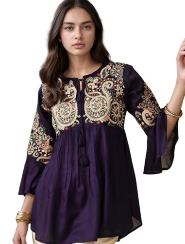 Image of Bee M Pee Designer Rayon Paisley Regular Short Kurti for Women Tunics Latest