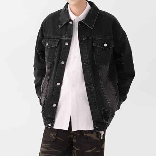 Chaqueta de mezclilla para hombre estilo casual rasgado miniatura 3