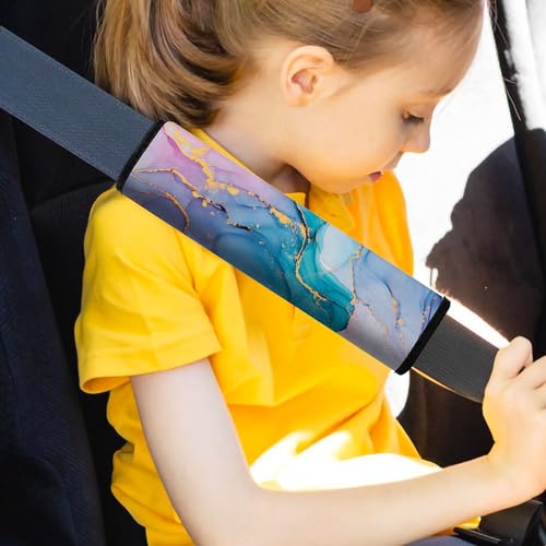 Image of Car Seat Belt Pad Cover, 2-Pack Soft Car Safety Seat Belt Strap Shoulder Pad for Adults and Children, Suitable for Car Seat Belt, Backpack, Shoulder Bag (Colorful Marble)