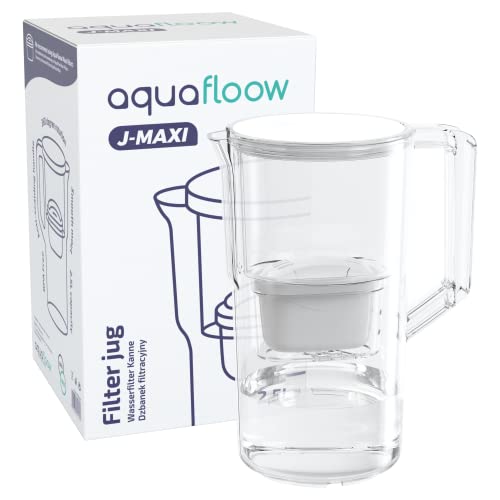 Aquafloow Wasserfilterkanne 2.5 L Kompatibel mit Brita Maxtra, Wasser Filtersystem zur Reduzierung von Kalk, Chlor | Inklusive 1 Kartusche, weiß Cover