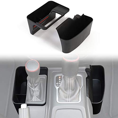 CheroCar JL JT Gear Shift Storage Box Console Side Pockets Organizer Tray for Jeep Wrangler 2018-2020 JL JLU, for 2020 Jeep Gladiator JT, Interior Accessories, Black, 2Pack