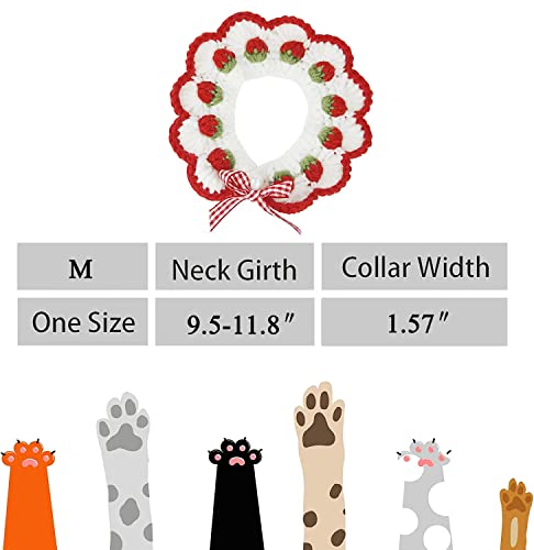 Image of Cute Cat Collar, Breakaway Kitten Handmade Collar with Cute Cat Bowtie and Strawberry Pattern Comfortable for Kitty Some Puppies Accessories