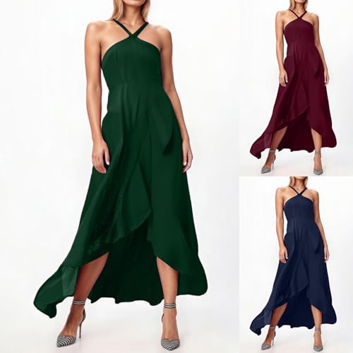 Robe de soirée longue pour mariage d'été chic à bretelles