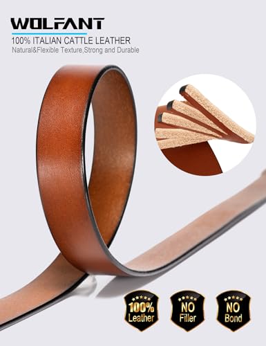WOLFANT Womens Belts for Jeans,1.1" Fashion Ladies Belt with Gold Buckle,100% Italian Full Grain Real Solid Leather3