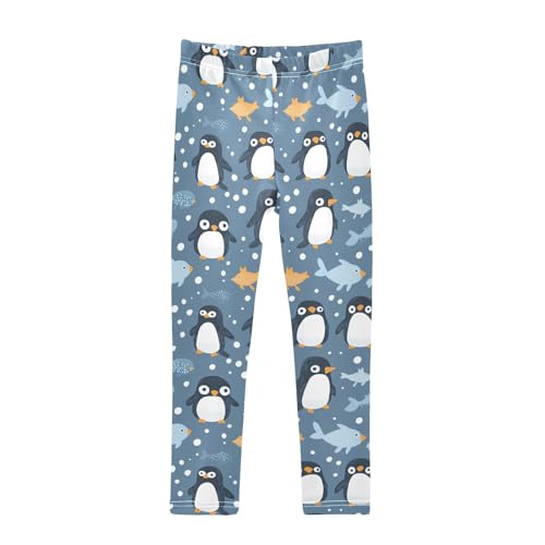 Cartoon Penguin Animal Fish Girls Casual Leggings for Kids Printed Long Pant Bottoms Stretch and Soft