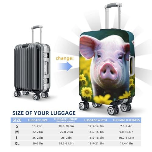 Rape Flower Pig Print Luggage Suitcase Cover Protector Luggage Washable Covers With Concealed Zipper 6