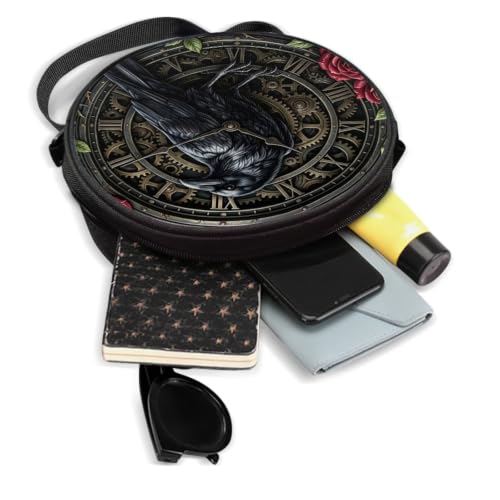 Image of Women Novelty Round Clock Shape Zippered Clock Purses for Women Tote Handbag Shoulder Bag, Gift for Mom Girlfriend