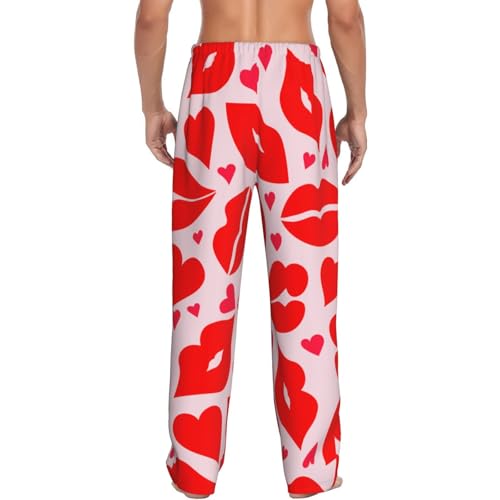 Lips Kiss For Men'S Lightweight Pajama Pants Adjustable Drawstring & Pockets All-Season Sleepwear2