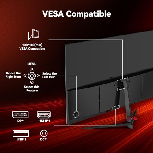 Image of 27 Inch Gaming Monitor 180Hz Refresh Rate - Fast VA 1080p with 4000:1 Contrast Ratio, Adaptive-Sync, HDMI /DP /USB, VESA Mountable, 3-Side Borderless, FPS /RTS Game Modes