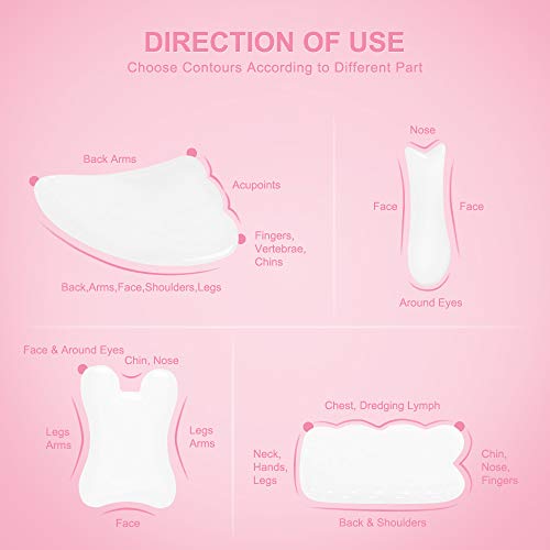 Image of airogym 4 Pack Gua Sha Scraping Massage Tool, Natural Stone Gua Sha Board for Face and Body, Facial Tool Set for SPA Acupuncture Therapeutic Massage, Relieve Stress & Pain Treatment
