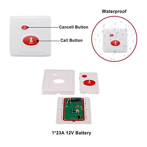 Daytech Remote Emergency Strobe Siren Alarm Kit Waterproof Outdoor Loud Panic Sos Warning System for Business Home Shop Hotel School 800ft 1 Red Flashing Siren+ 4 Call Buttons